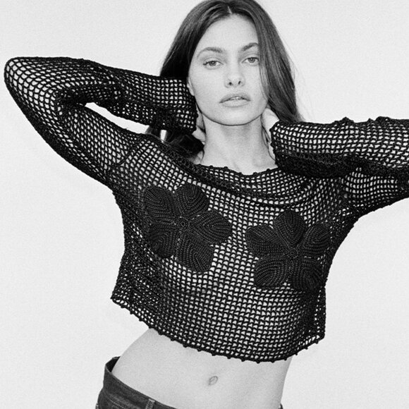 Realisation Par Black Crochet Top NWT - Picture 2 of 6